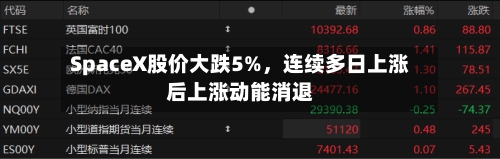 SpaceX股价大跌5%	，连续多日上涨后上涨动能消退-第3张图片