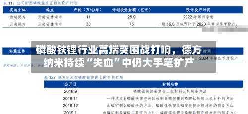 磷酸铁锂行业高端突围战打响，德方纳米持续“失血”中仍大手笔扩产-第3张图片