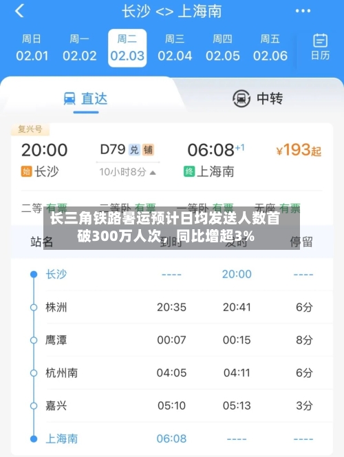 长三角铁路暑运预计日均发送人数首破300万人次	，同比增超3%-第2张图片