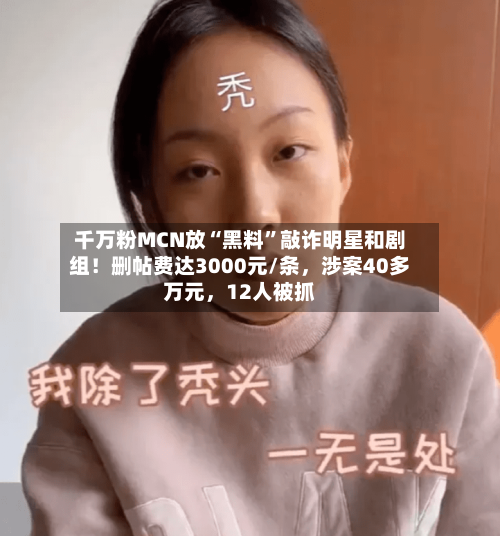 千万粉MCN放“黑料”敲诈明星和剧组！删帖费达3000元/条，涉案40多万元	，12人被抓-第2张图片