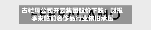 古驰母公司开云集团股价下跌：财报季来临前奢侈品行业依旧承压-第3张图片